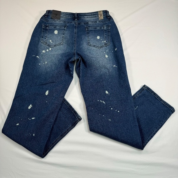 NWT Poetic Justice Verla Boyfriend Jeans Dark Wash Distressed Bleached Size 28 R - Picture 2 of 13